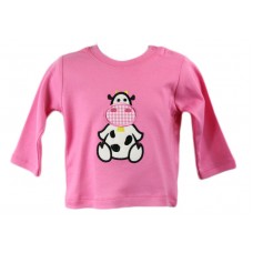 Girls Pink Long Sleeved Top Cow Design